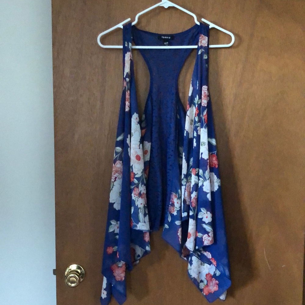 Blue Tanktop Open Cardigan